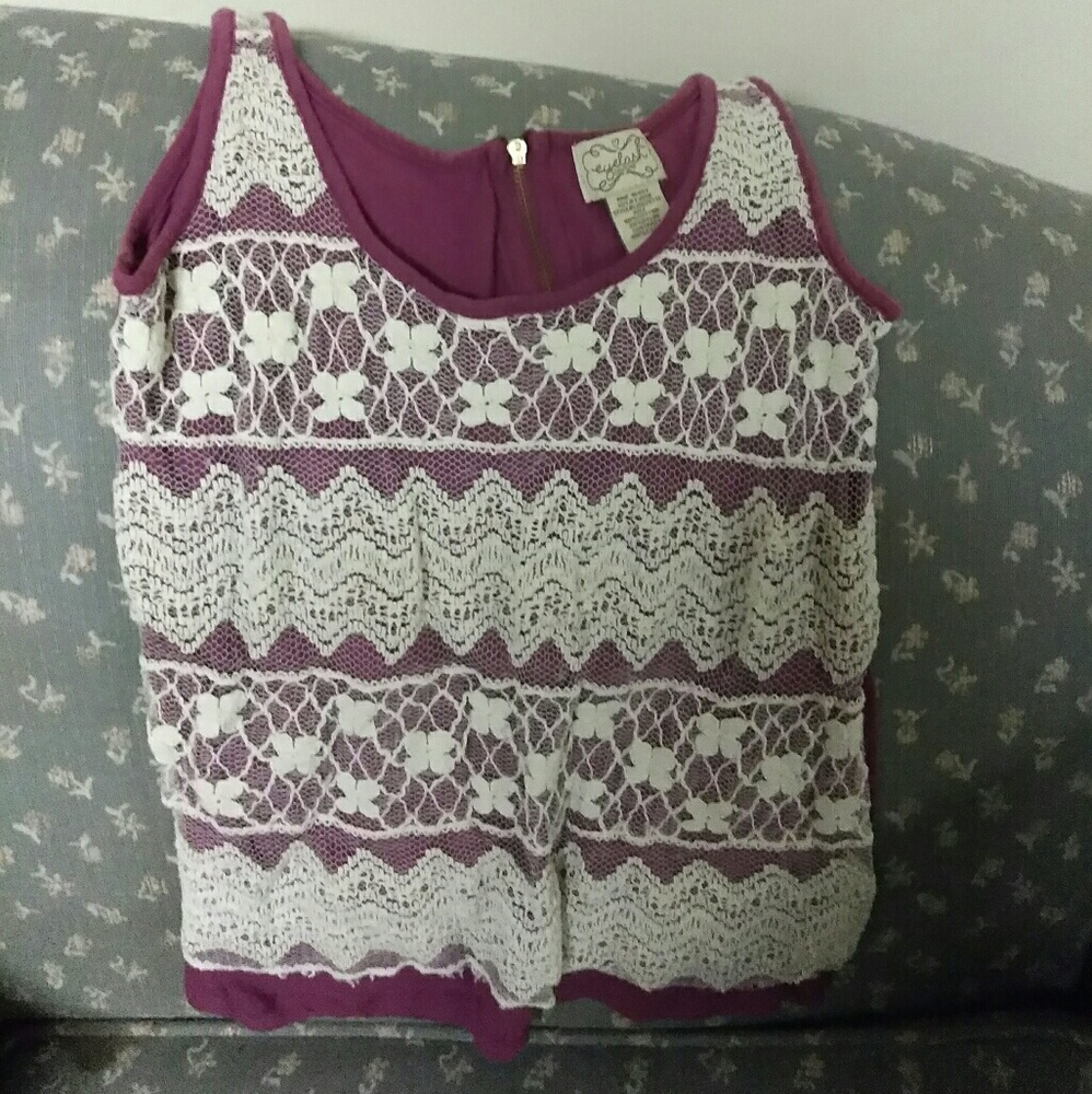 Purple boho lace tank